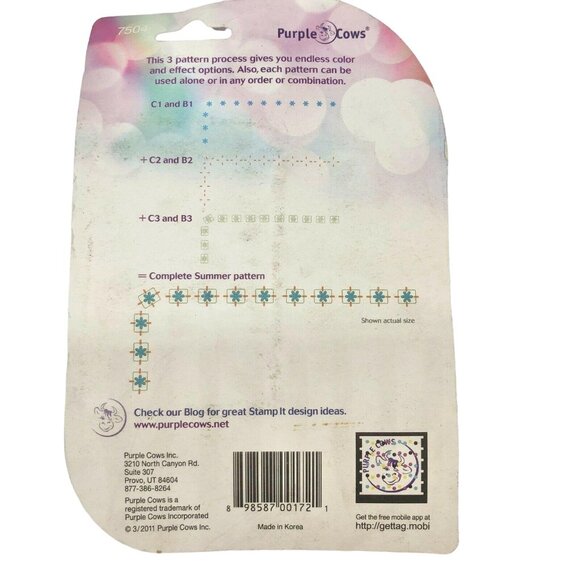 Purple Cows 6 Piece Summer Stamp Set Corners and Borders NIP - Picture 5 of 7